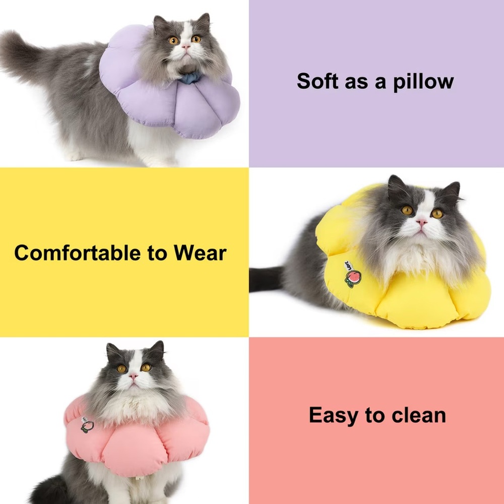 Adjustable Cat Cone Recovery Collar Protect Upper Body Wound Lavender - Large - Picture 10 of 12